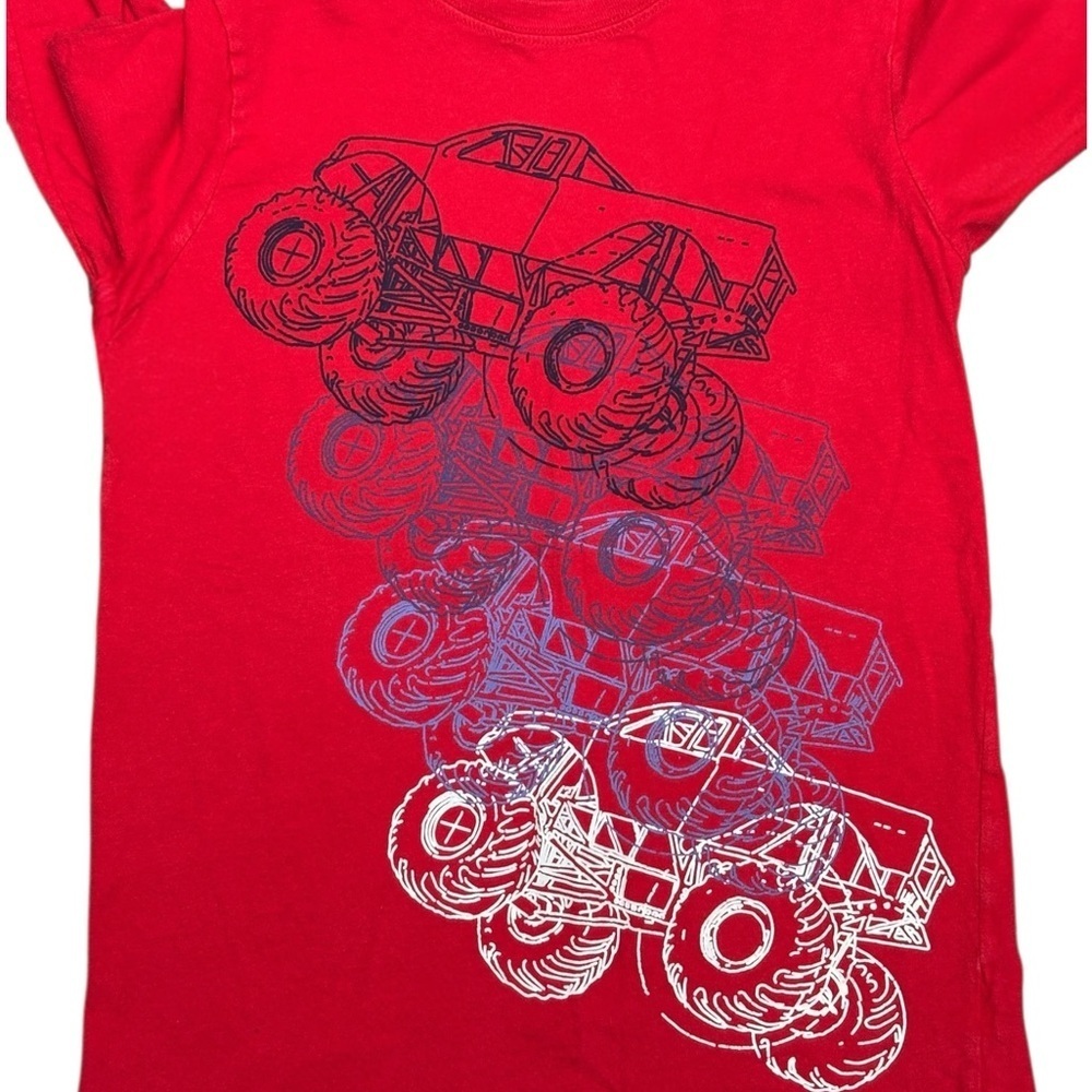OshKosh B'gosh Red Monster Truck and Blue Fighter Jet Long Sleeve Shirts, GUC - Picture 7 of 9